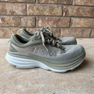 Hoka Women's Athletic Shoes in Light Gray with Mint Accents